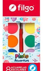 ACUARELA X 8 COLORES + PINCEL FILGO